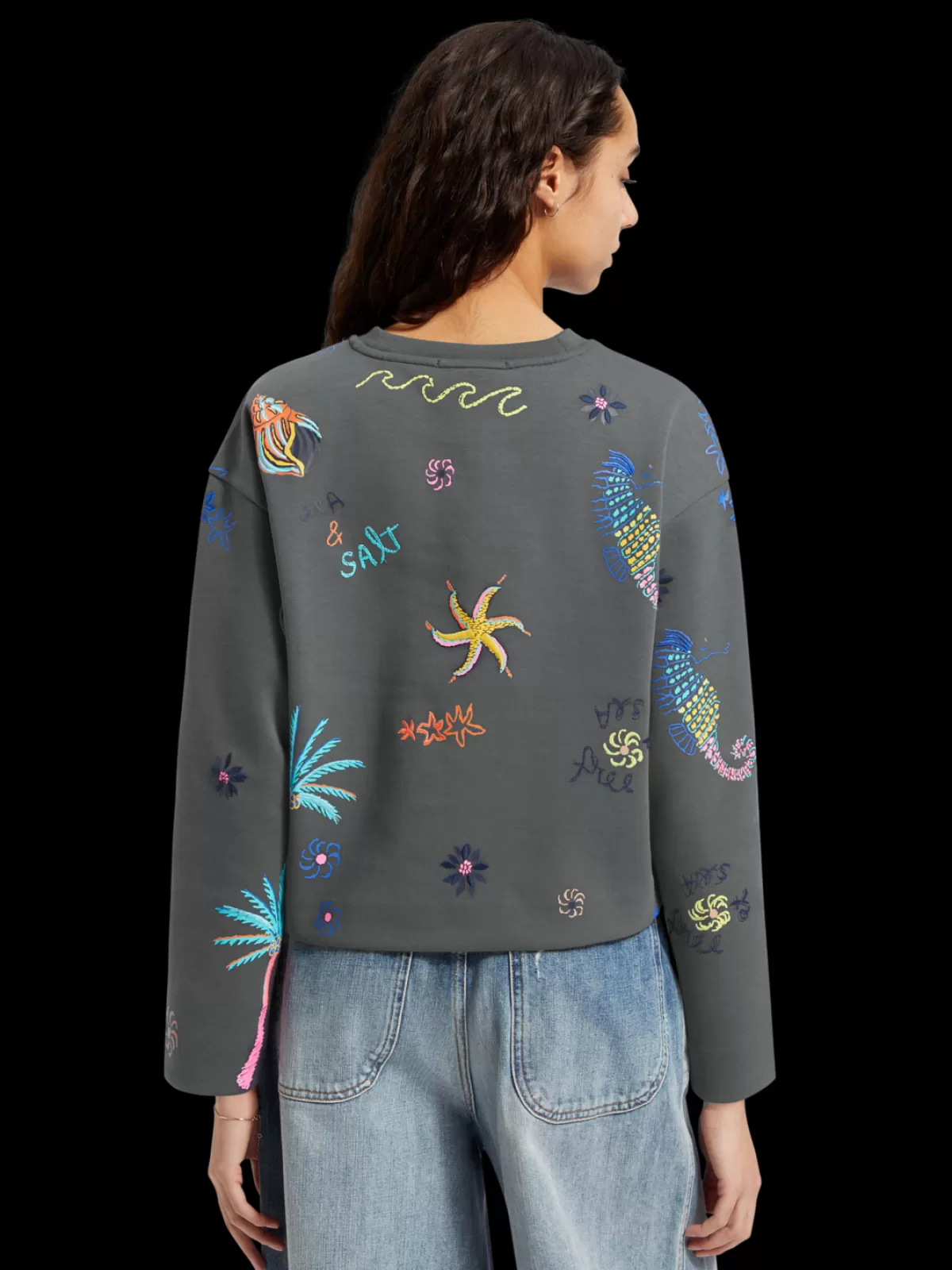 Women Scotch & Soda BOXY FIT EMBROIDERED SWEATSHIRT