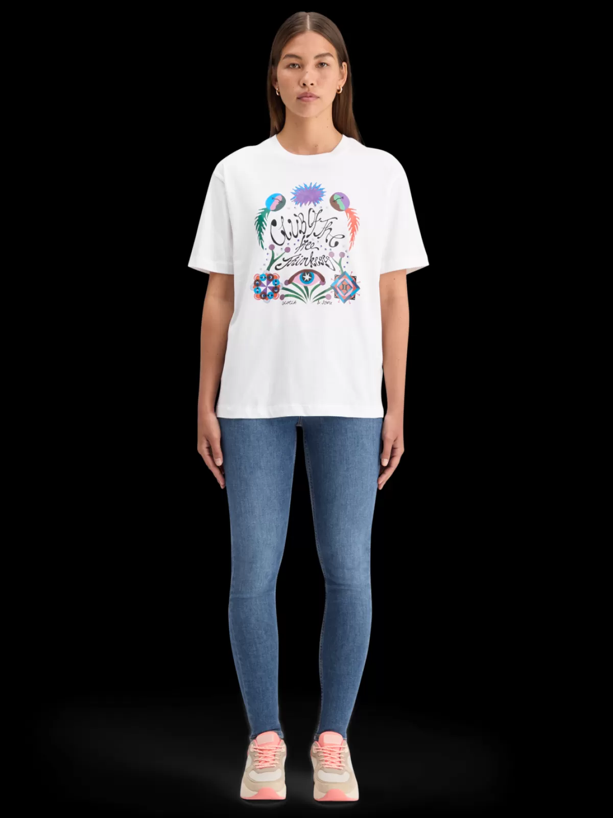 Women Scotch & Soda CHEST ARTWORK LOOSE FIT T-SHIRT