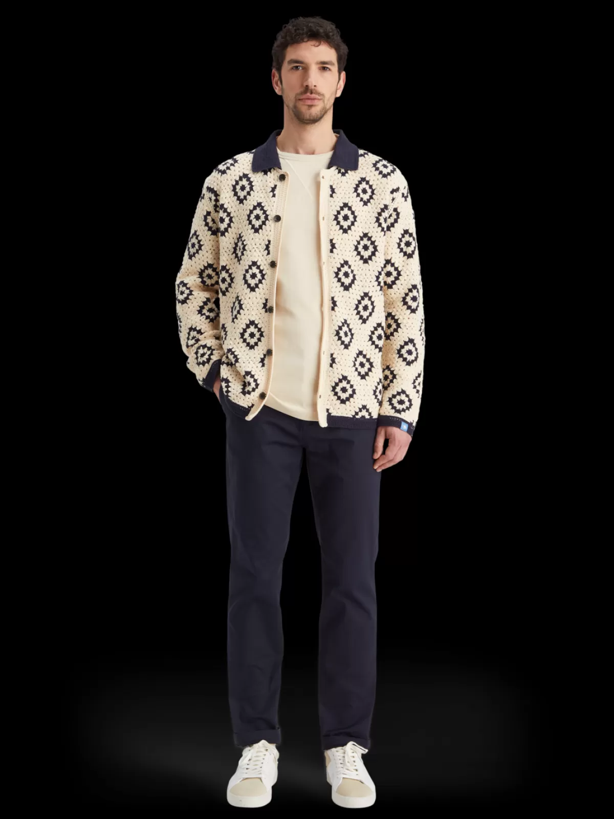 Scotch & Soda Crochet knitted shirt long sleeves