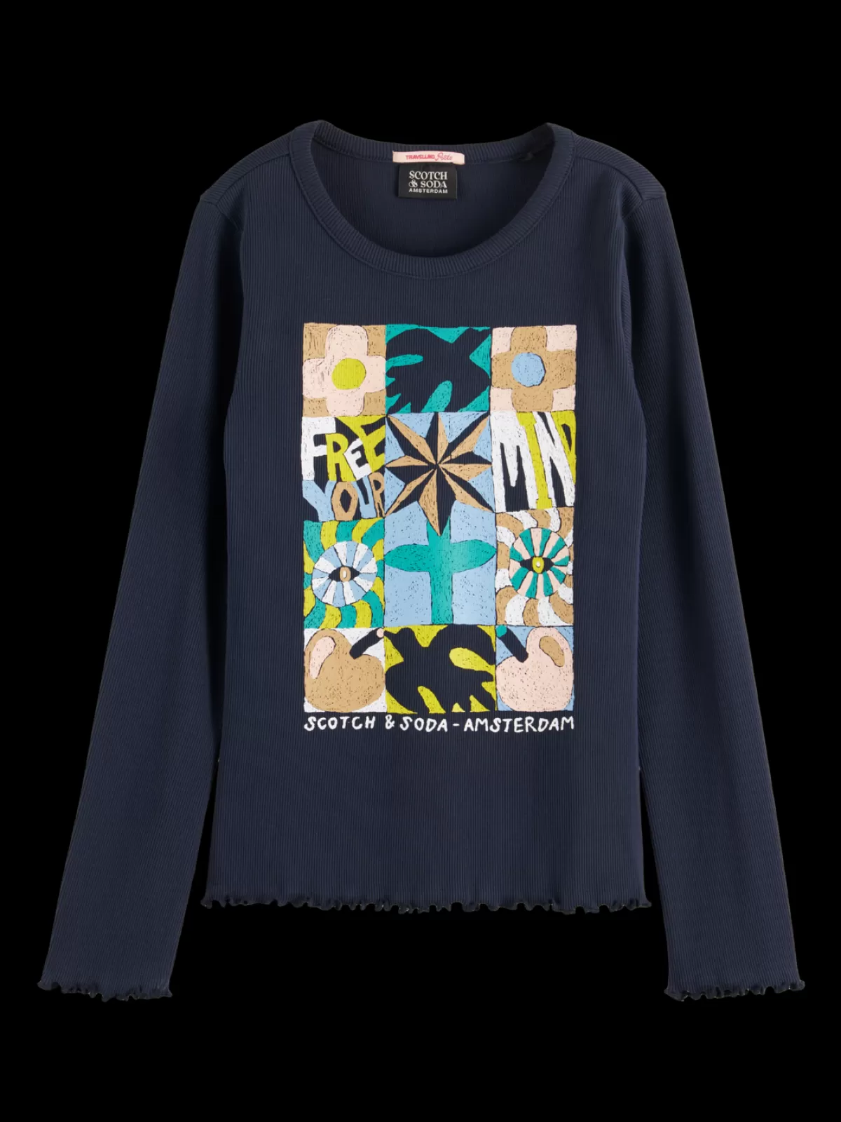 Kids Scotch & Soda FREE MIND LONG SLEEVE RIB T-SHIRT