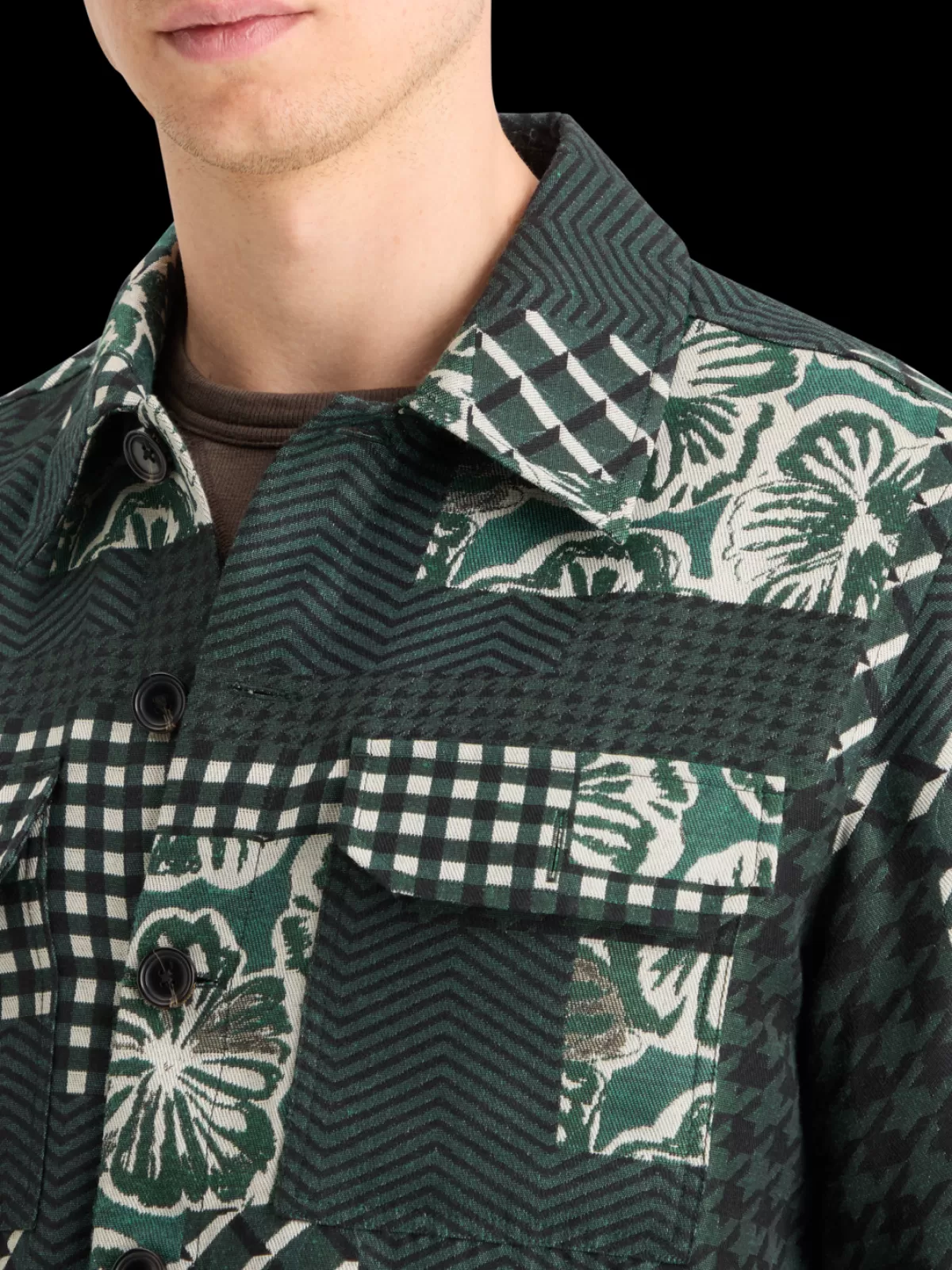 Scotch & Soda PATCHWORK JACQUARD OVERSHIRT