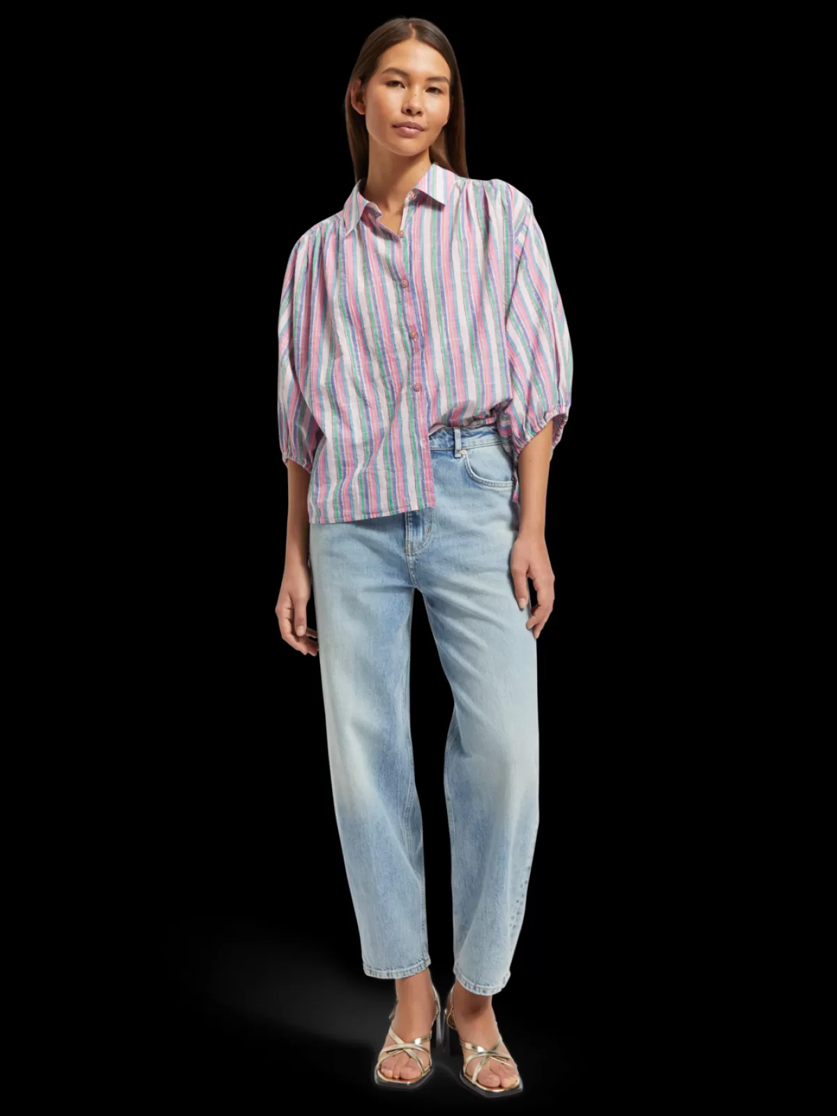 Women Scotch & Soda STRIPED BALLOON SLEEVE SHIRT